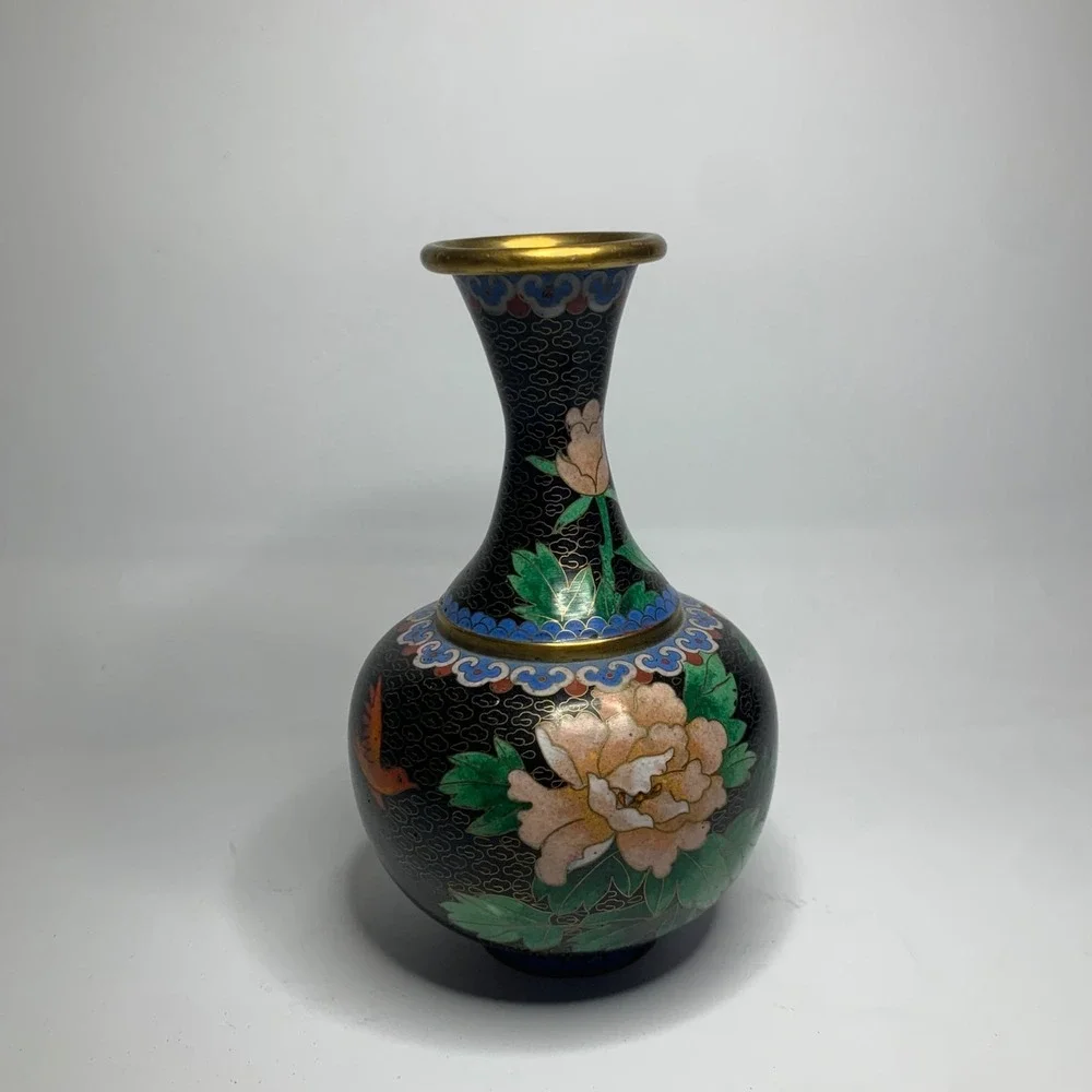 VTG Chinese Cloisonné Enamel Vase 6